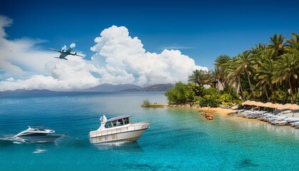 Obraz premium Small transparent background exotic travel destinations.