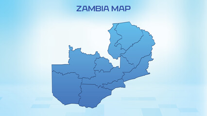 Blue detailed map of Zambia with States administrative divisions. Political Zambia map vector illustration.
