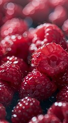 Close up pictures of ripe red raspberries