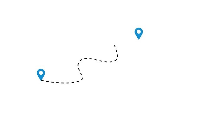 Location pointers sign, pin icon, navigation map search concept, Map distance sign animated on white background.