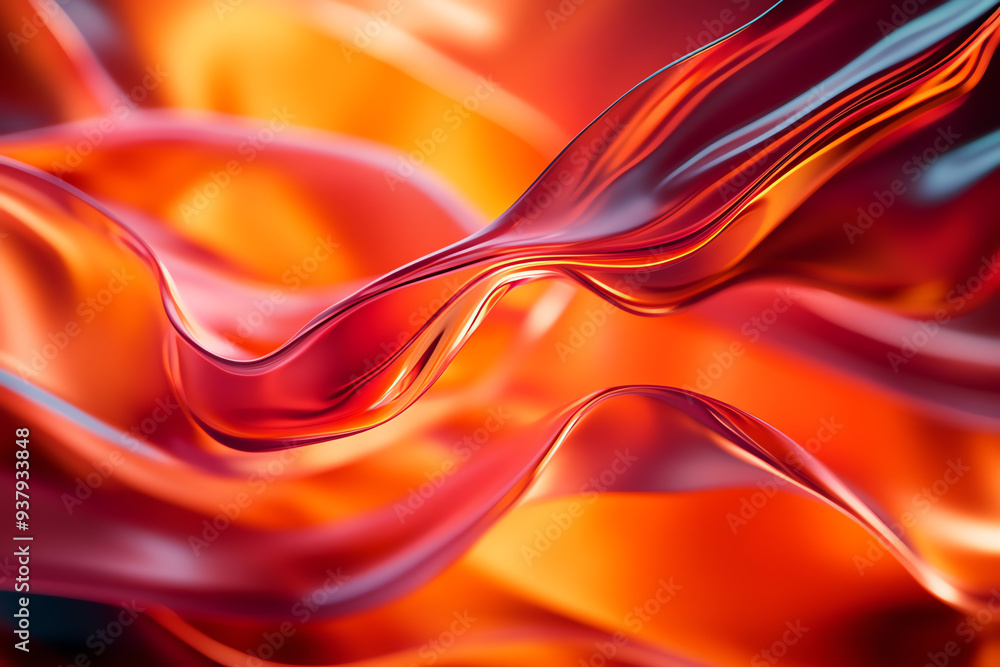 Poster abstract waves of red and orange create a dynamic, fluid design perfect for backgrounds or creative 
