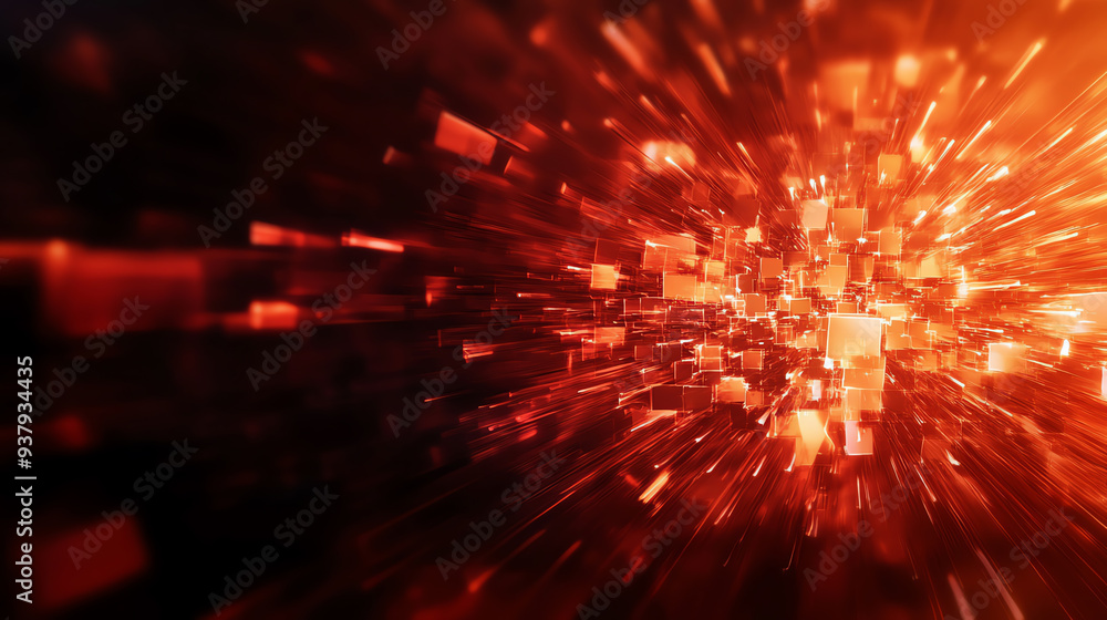 Aufkleber dynamic abstract background featuring vibrant red particles radiating outward, creating a sense of m