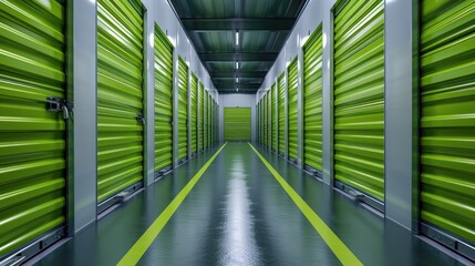 Green self storage cabinet. Generative AI.