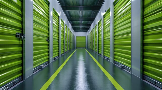 Green self storage cabinet. Generative AI.