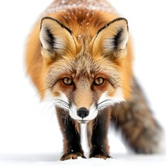 Obraz premium Curious Red Fox Exploring Meadow on White Background
