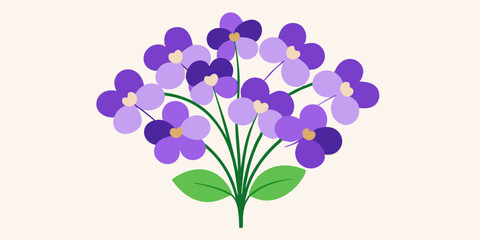 Elegant Violet Bunch with Small Overlapping Flowers: Detailed Illustration