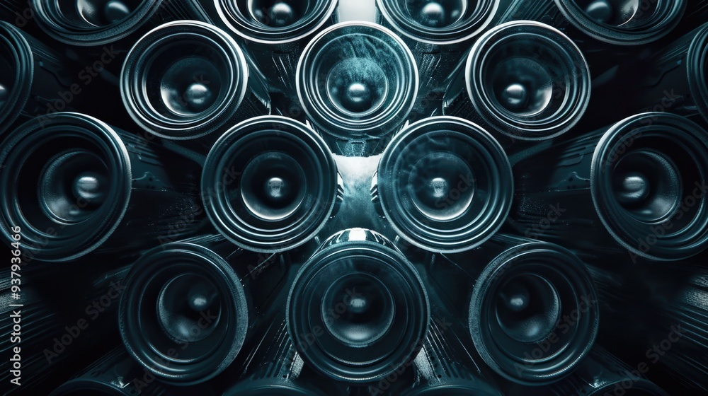 Aufkleber a group of loudspeakers stacked vertically on top of each other