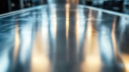 Fototapeta premium Stainless Steel Texture, A smooth stainless steel surface featuring a reflective quality, ideal for backgrounds and various design projects Perfect for industrial themes