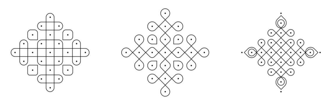 Indian Rangoli Kolam Design! Celebrate the upcoming festival with this minimalist rangoli design patterns.