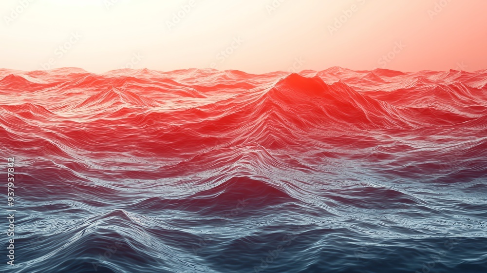 Poster a captivating view of ocean waves in beautifully blended colors, creating a serene yet dynamic atmos
