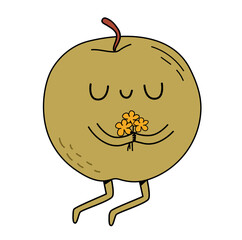 Peaceful apple with flowers isolated vector illustration