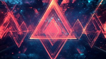 Obraz premium Intricate geometric patterns with interlocking triangles and hexagons, forming a complex yet harmonious futuristic design