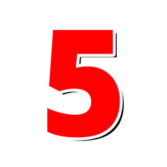 3d Red Number 5