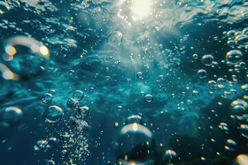 Obraz premium A scene with sunlight shining through the surface of water, creating a mesmerizing display of light and shadow