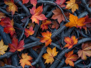 Intricate Tangle of Maple Leaves and Branches in Award-Winning Photo