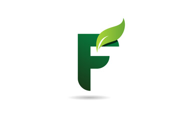 green leaf F letter alphabet logo icon design suitable for a green or vegan vegetarian concept