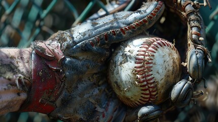 Close Up of a Baseball Glove and Ball