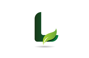 green leaf L letter alphabet logo icon design suitable for a green or vegan vegetarian concept
