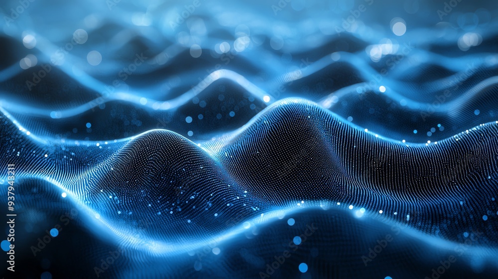 Aufkleber a stunning wave pattern illuminated with blue highlights, creating a serene and tranquil oceanic atm