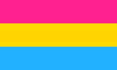 Pansexual Pride Flag, Pink, yellow and cyan respectively representing attraction to women, non-binary people and men