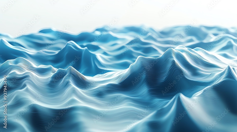 Aufkleber a tranquil sea wave pattern in stunning blue tones, creating a serene and calming visual effect for 