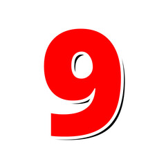 3d Red Number 9