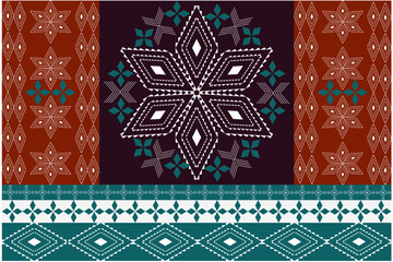 Asian Pattern design, Geometric Ethnic pattern,
Thai fabric, tile, carpet, vector,
illustration design, Flowers on background
