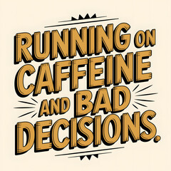 Running on Caffeine and Bad Decisions – Dynamic T-Shirt Text Design.