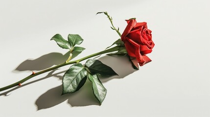 Red Rose on White Background