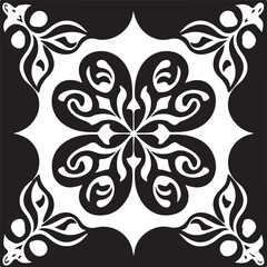 Vector illustration of traditional square design elements, black and white seamless floor tiles design vector, 