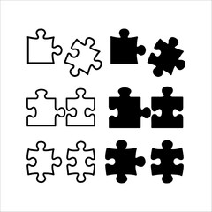 Naklejka premium Puzzle compatible icon. Jigsaw agreement vector illustration on white isolated background. Icon vector illustrator.