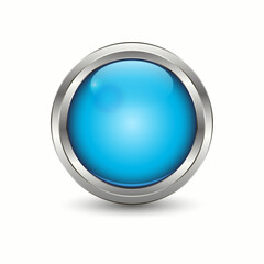 Blue round glossy glass button