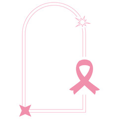 Breast cancer day, vector pink isolated frame on the white background