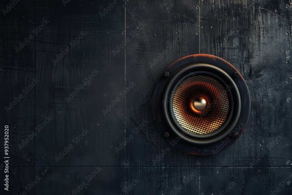 Poster A close-up view of a speaker mounted on a wall with no surrounding context