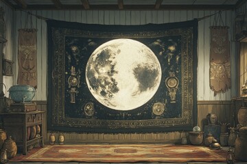 Triple Moon Mystic Tapestry Wicca Religion Spiritual Symbol