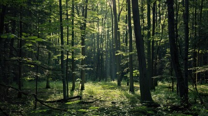 Fototapeta premium Sunbeams in the Forest