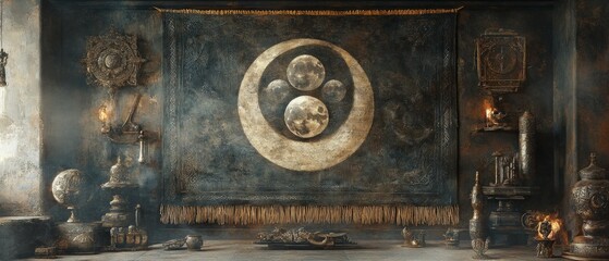 Triple Moon Mystic Tapestry Wicca Religion Spiritual Symbol