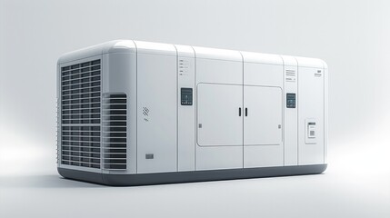 Battery storage on white background. Generative AI.