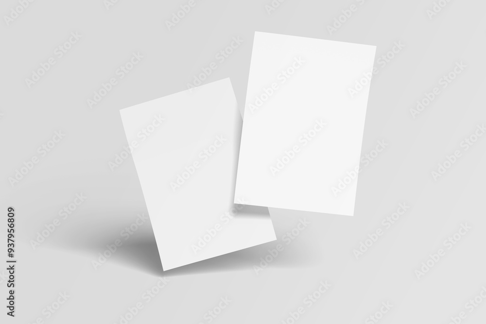 Aufkleber white blank sheets of a4 paper size or documents mockup on a gray background. template for design bl