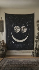 Triple Moon Mystic Tapestry Wicca Religion Spiritual Symbol