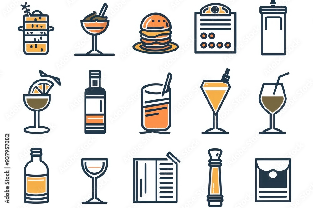 Poster a collection of iconic images representing various drinks and beverages