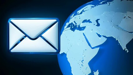 3D envelope with globe in the background, symbol of global communications and email. - Powered by Adobe