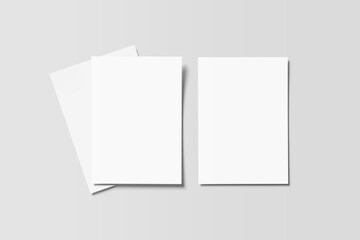 Blank portrait mock-up paper. brochure magazine isolated on gray, changeable background / white paper isolated on gray.