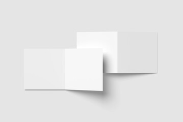 Fototapeta premium Blank bifold brochure set renderblank white paper on white