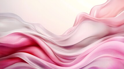 Obraz premium Abstract pink and red fabric waves, pastel colors, flowing cloth design, breast cancer awareness concept.