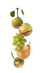 garden fruits on a white background, harvest festival
