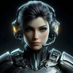 Cybernetic Future: Mysterious Warrior in Sci-Fi Armor