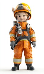 A child wearing a safety suit, 3D illustration, isolated on white background 