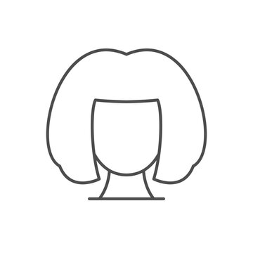 recommend clip art: Female hair wig line icon