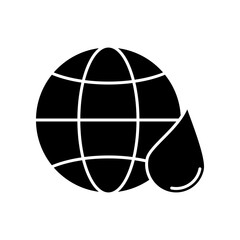 Naklejka premium globe and water drop icon, symbol of world water day. vector isolated on white background, simple and modern design.